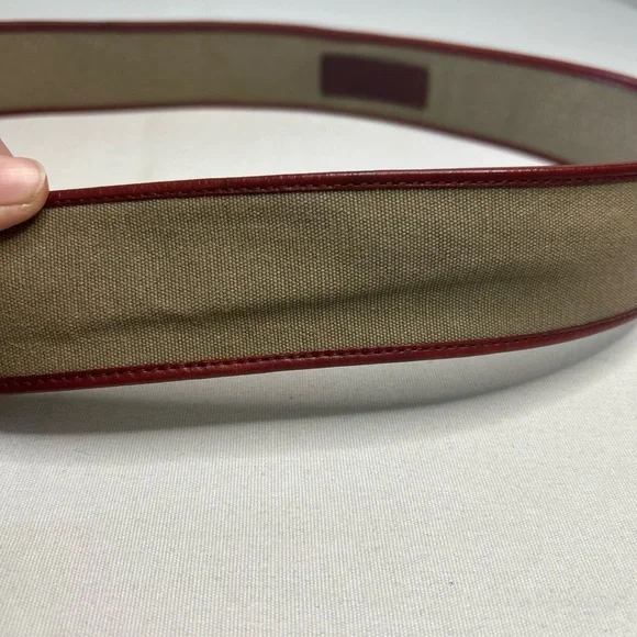Gucci Vintage belt beige canvas with red leather trim brass buckle. OS - Picture 4 of 4